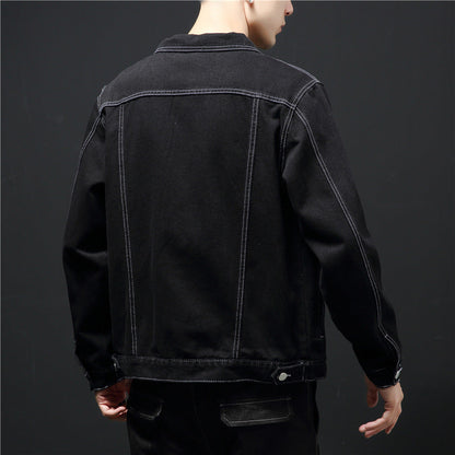 Herren Denimjacke Klassisch mit Kontrastnähten