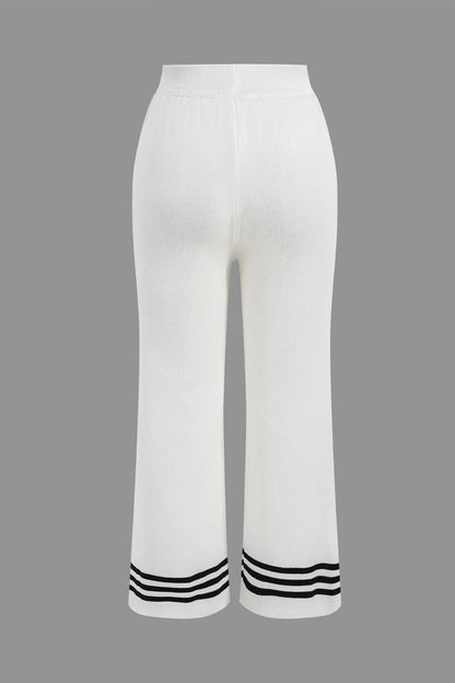 Strick-Zweiteiler-Set Damen Stilvoll Cropped Cardigan Hose