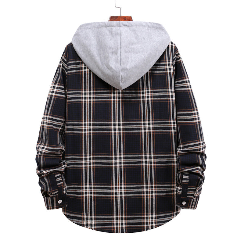Herren Jacke Übergangsjacke Karomuster Kapuze Modern