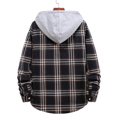 Herren Jacke Übergangsjacke Karomuster Kapuze Modern