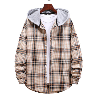 Herren Jacke Übergangsjacke Karomuster Kapuze Modern