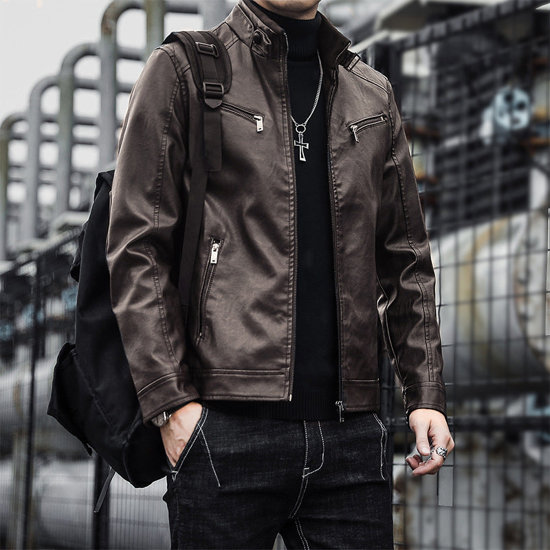 Herren Lederjacke Bikerstil Robust Modern