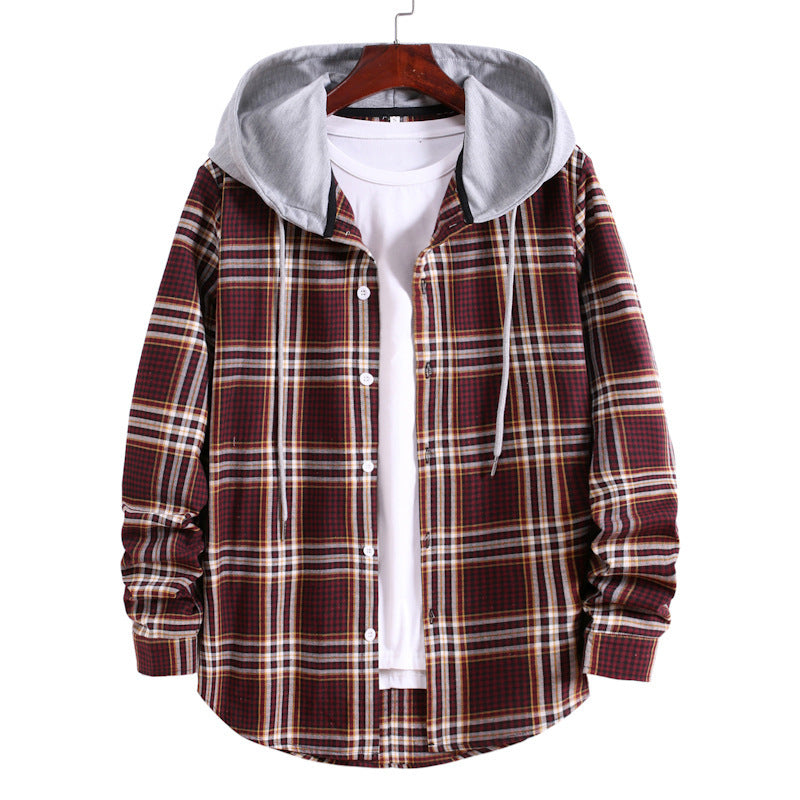 Herren Jacke Übergangsjacke Karomuster Kapuze Modern