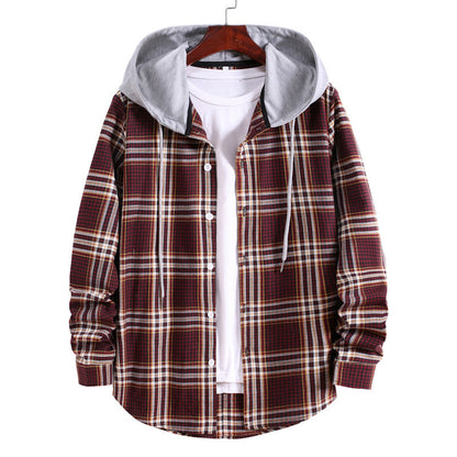 Herren Jacke Übergangsjacke Karomuster Kapuze Modern
