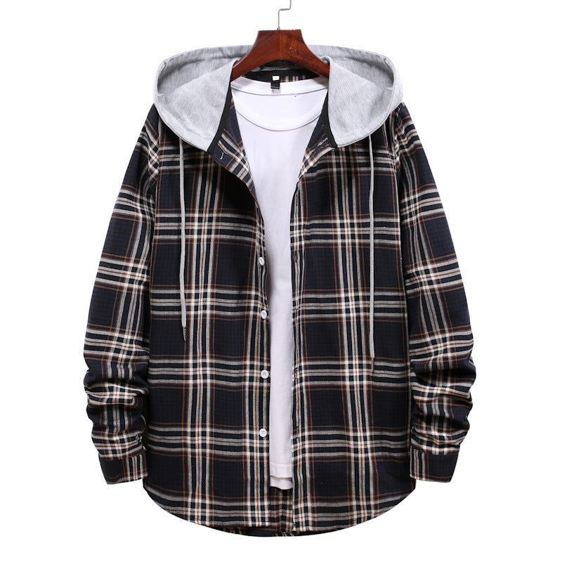 Herren Jacke Übergangsjacke Karomuster Kapuze Modern