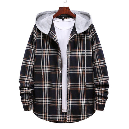 Herren Jacke Übergangsjacke Karomuster Kapuze Modern