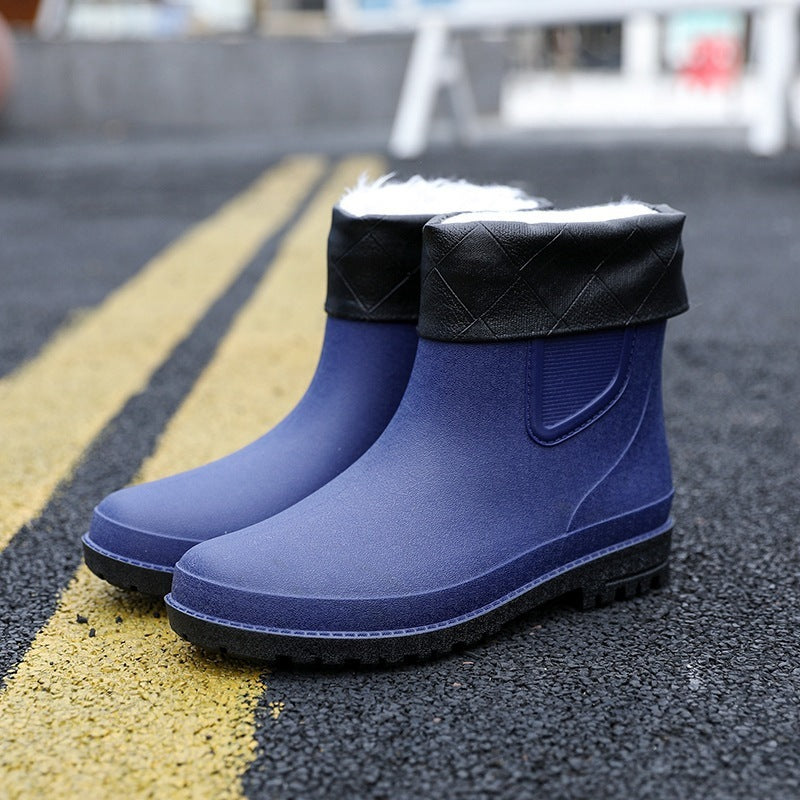 Herren Regenstiefel Wasserdicht Halbhoher Stiefel Schwarz