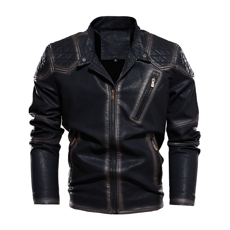 Lederjacke Herren Kunstleder Bikerstyle Schwarz - BerlinGlamour