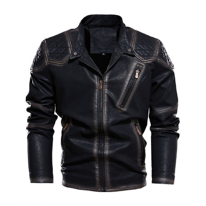 Lederjacke Herren Kunstleder Bikerstyle Schwarz - BerlinGlamour