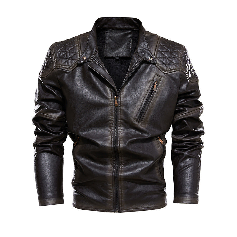 Lederjacke Herren Kunstleder Bikerstyle Schwarz