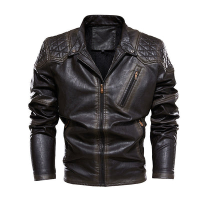 Lederjacke Herren Kunstleder Bikerstyle Schwarz