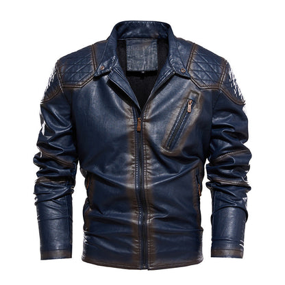 Lederjacke Herren Kunstleder Bikerstyle Schwarz