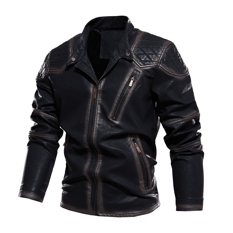 Lederjacke Herren Kunstleder Bikerstyle Schwarz