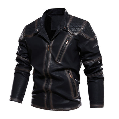 Lederjacke Herren Kunstleder Bikerstyle Schwarz
