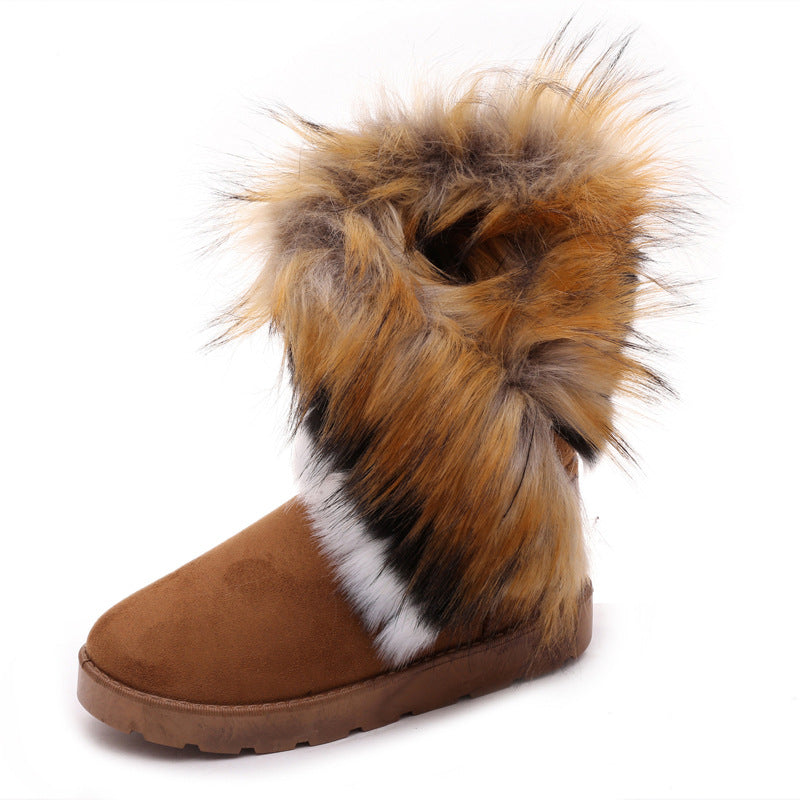 Damen Stiefel Fleecegefüttert mit Kunstfellrand Warm Winter - BerlinGlamour