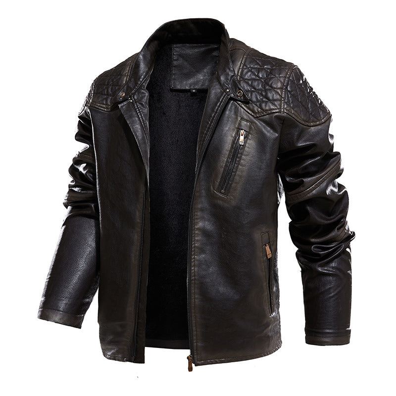 Lederjacke Herren Kunstleder Bikerstyle Schwarz