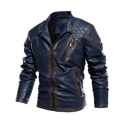 Lederjacke Herren Kunstleder Bikerstyle Schwarz