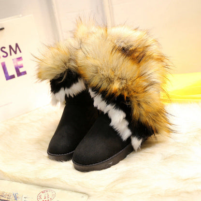 Damen Stiefel Fleecegefüttert mit Kunstfellrand Warm Winter