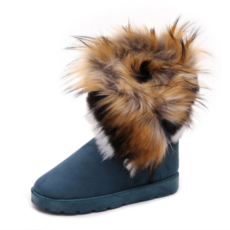 Damen Stiefel Fleecegefüttert mit Kunstfellrand Warm Winter