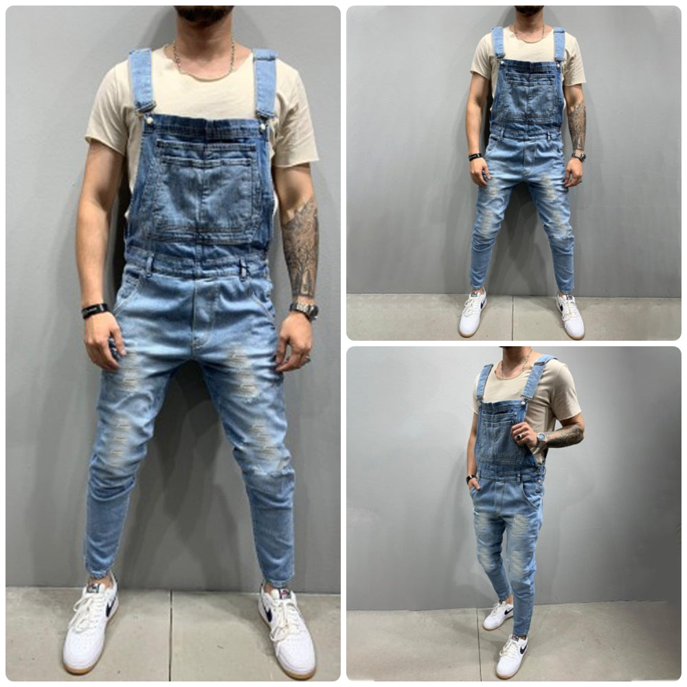 Herren Destroyed Jeans Latzhose Ripped Style - BerlinGlamour