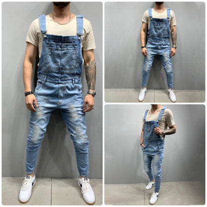 Herren Destroyed Jeans Latzhose Ripped Style - BerlinGlamour