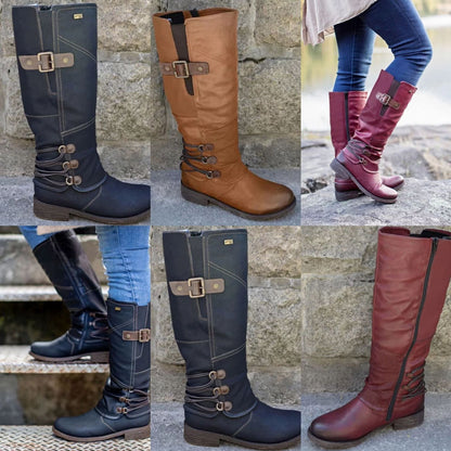 Damen Overknee Stiefel Modisch Komfortabel Blockabsatz