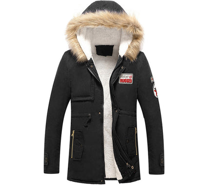Herren Winterjacke Modisch Kunstfellkragen Taschen Berlin Style