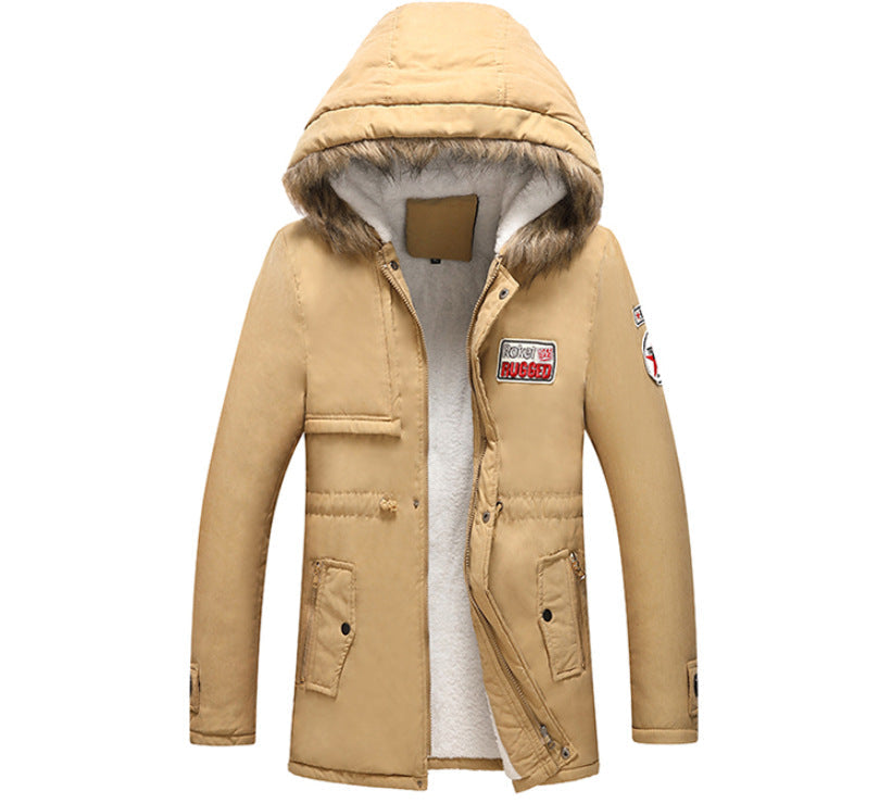 Herren Winterjacke Modisch Kunstfellkragen Taschen Berlin Style