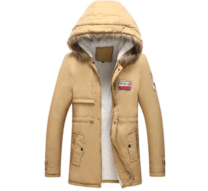 Herren Winterjacke Modisch Kunstfellkragen Taschen Berlin Style