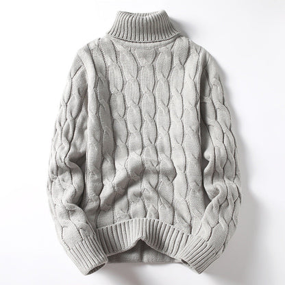 Herren Strickpullover Rollkragen Zopf Muster Winter