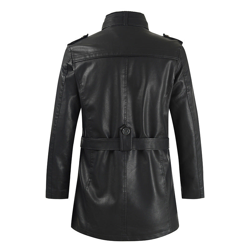 Lederjacke Herren Modern Strapazierfähig Hoher Kragen