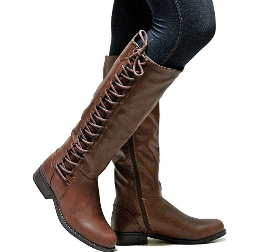 Damenstiefel Hoch Schnürstiefel Elegante Frauenstiefel