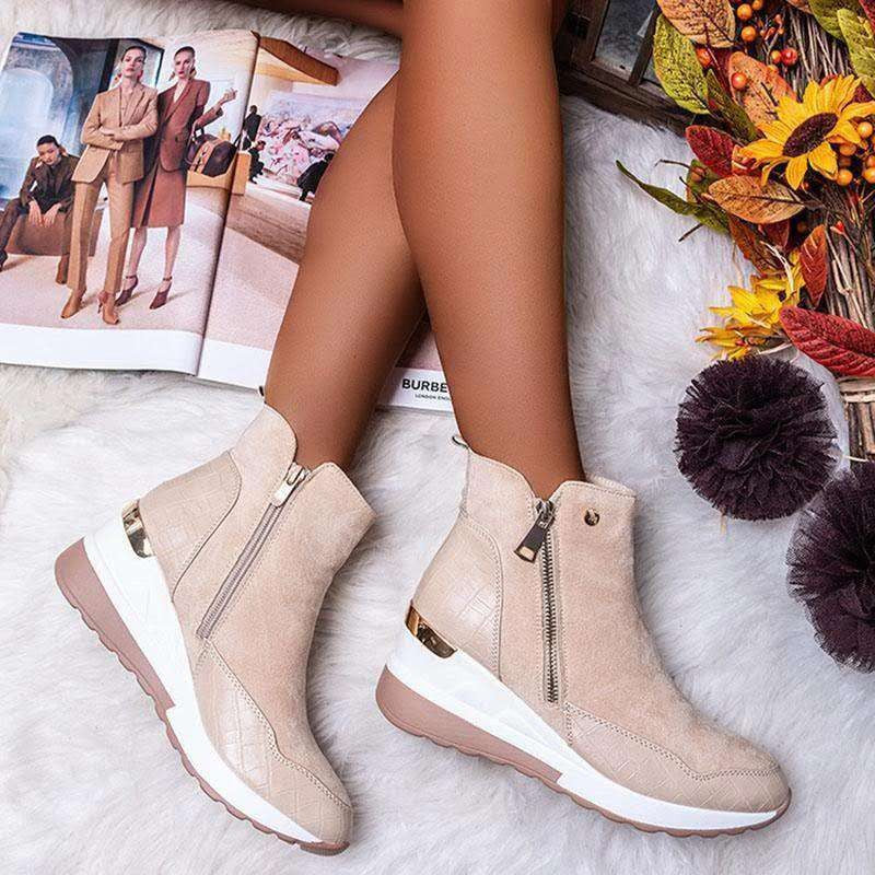 Damen Stiefeletten Elegante Reißverschluss Schuhe Frauen - BerlinGlamour