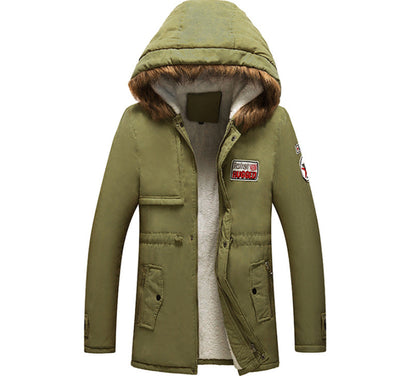 Herren Winterjacke Modisch Kunstfellkragen Taschen Berlin Style