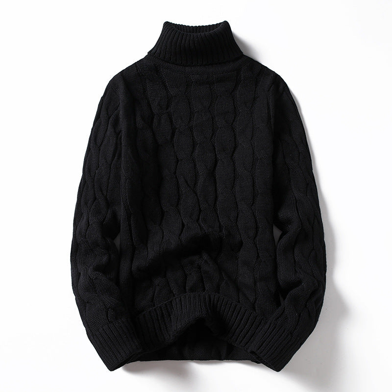 Herren Strickpullover Rollkragen Zopf Muster Winter