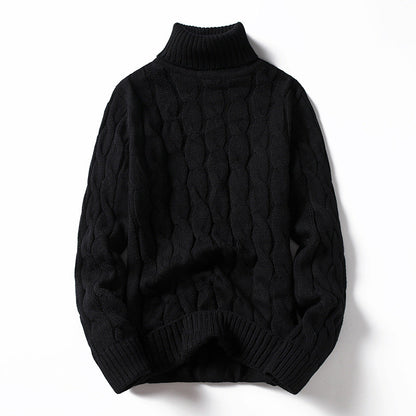 Herren Strickpullover Rollkragen Zopf Muster Winter