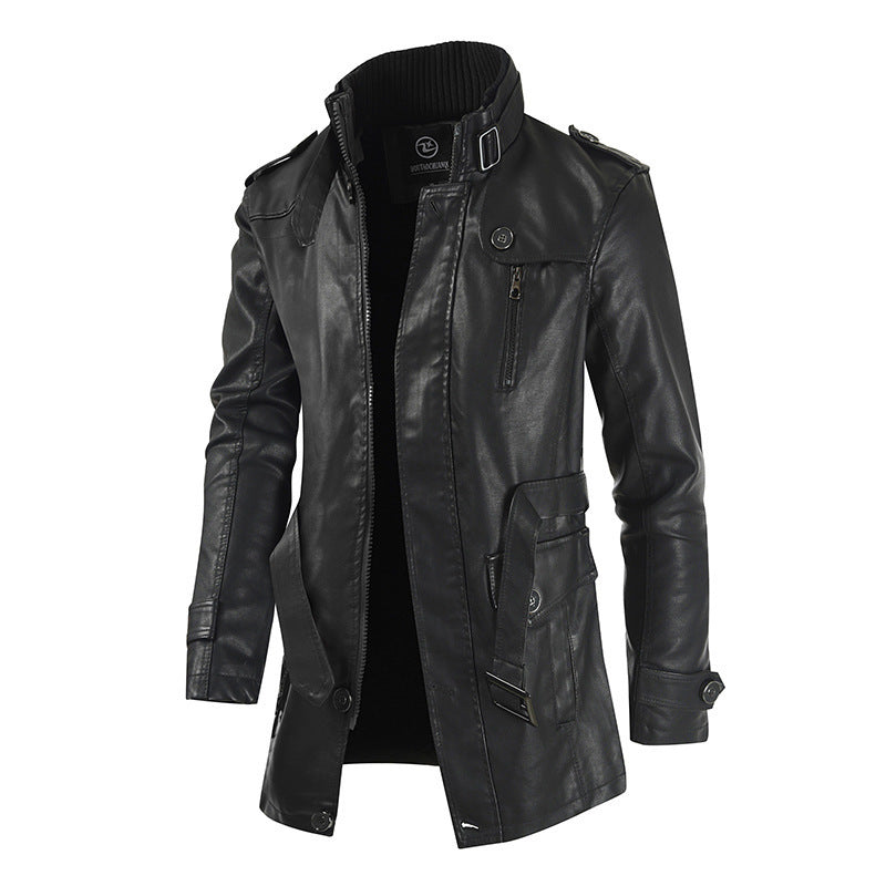 Lederjacke Herren Modern Strapazierfähig Hoher Kragen