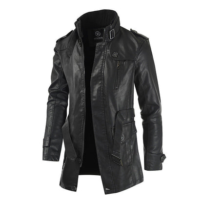 Lederjacke Herren Modern Strapazierfähig Hoher Kragen