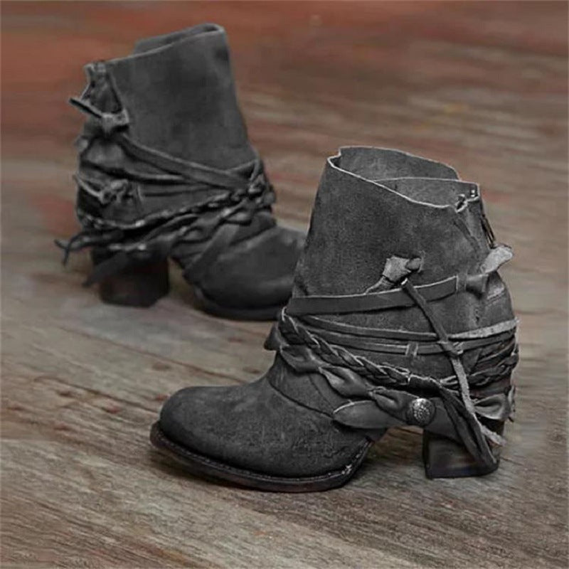Damen Stiefeletten Geflochtene Akzente Modern