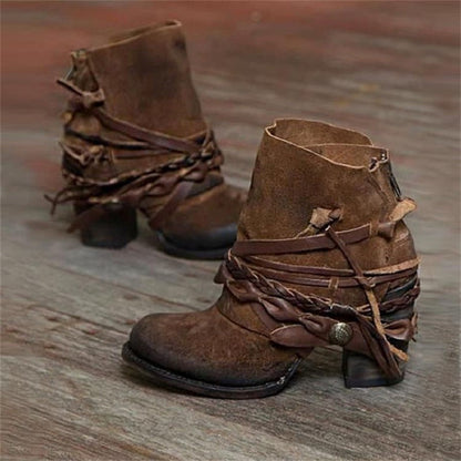 Damen Stiefeletten Geflochtene Akzente Modern