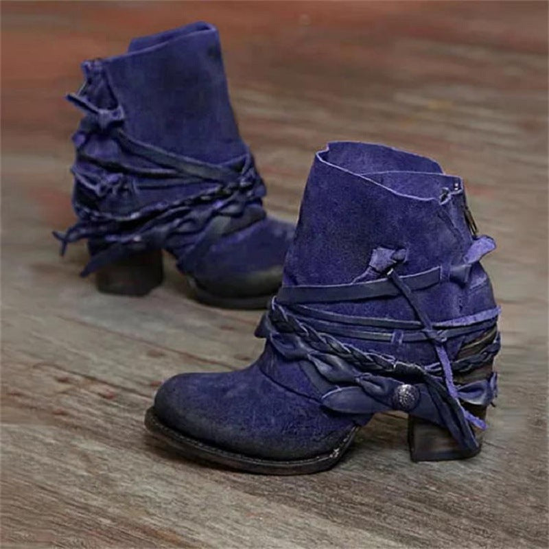 Damen Stiefeletten Geflochtene Akzente Modern