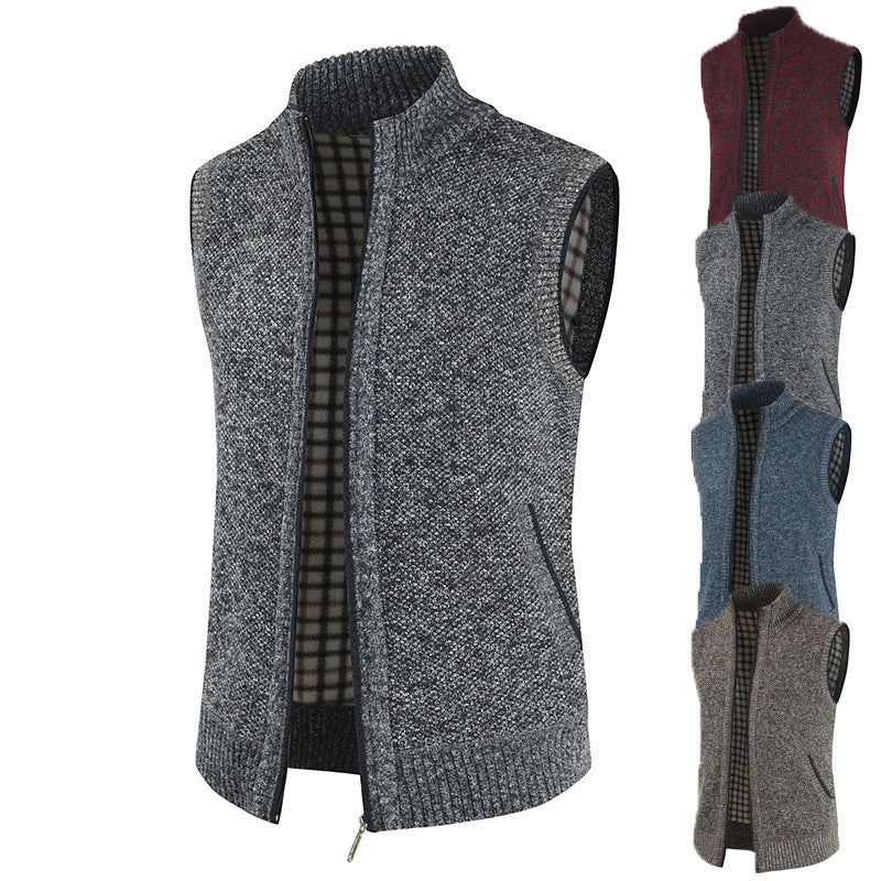 Herren Strickweste Stehkragen Reißverschluss Modern - BerlinGlamour