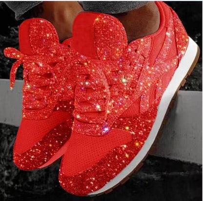 Damen Sneaker Glitzer Schuhe Modisch
