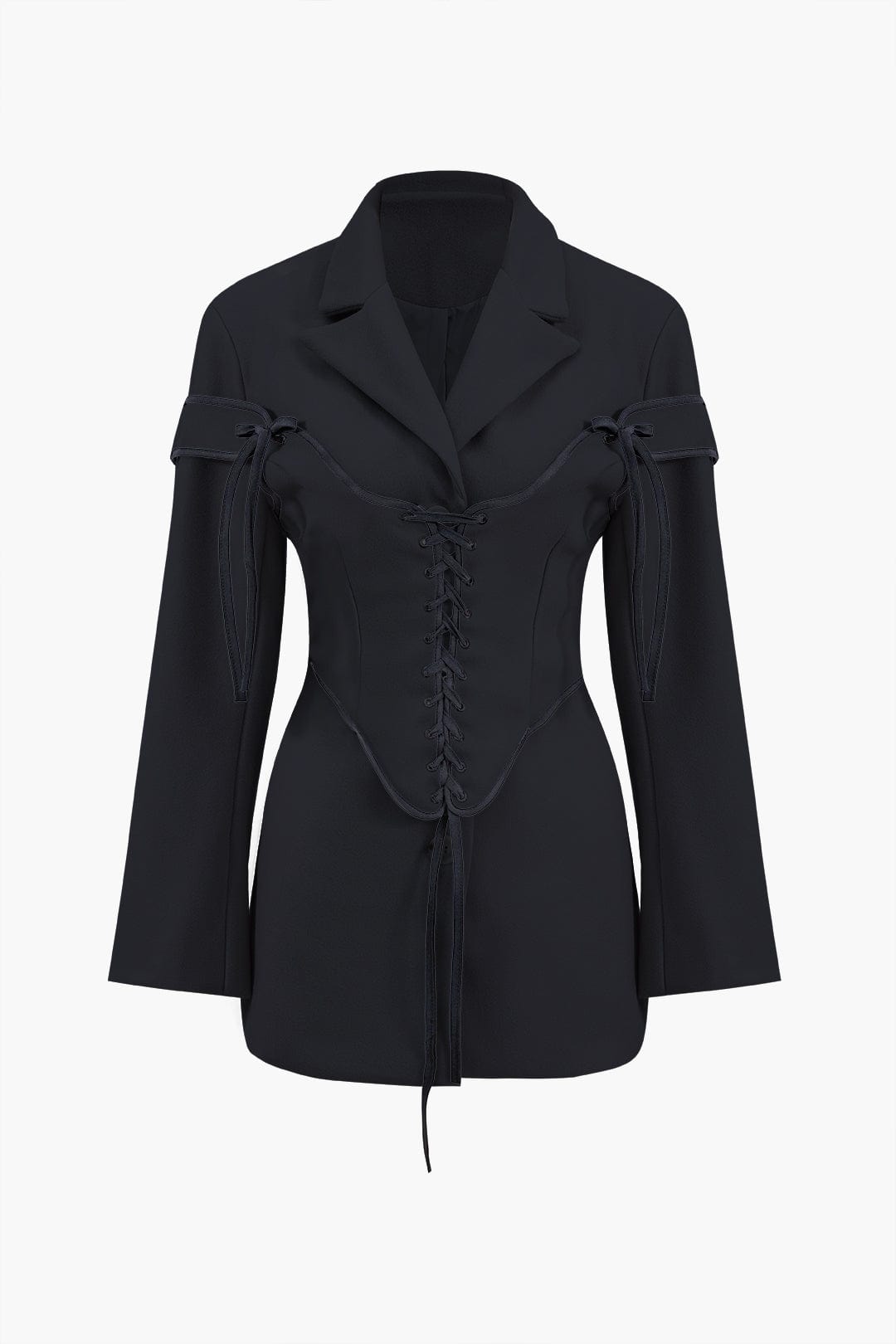 Elegantes Frauen Zweiteiler Set Blazer Korsett Schnürung