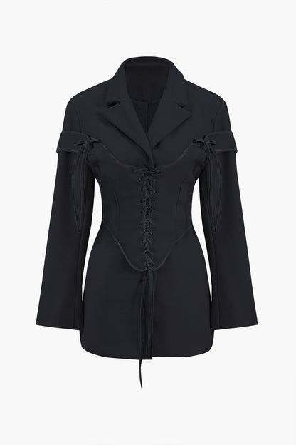 Elegantes Frauen Zweiteiler Set Blazer Korsett Schnürung