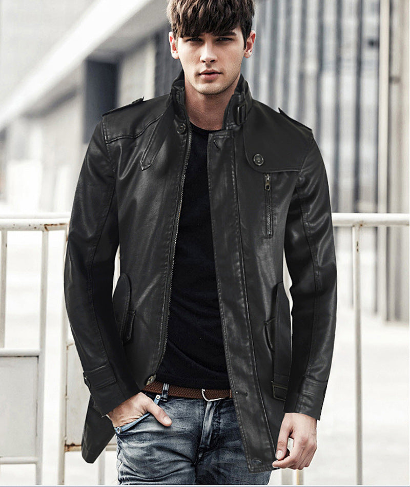Lederjacke Herren Modern Strapazierfähig Hoher Kragen - BerlinGlamour