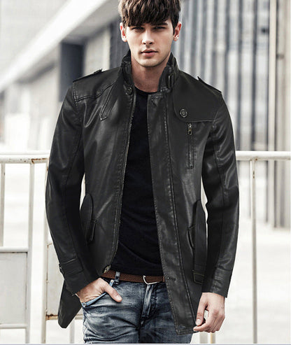 Lederjacke Herren Modern Strapazierfähig Hoher Kragen - BerlinGlamour