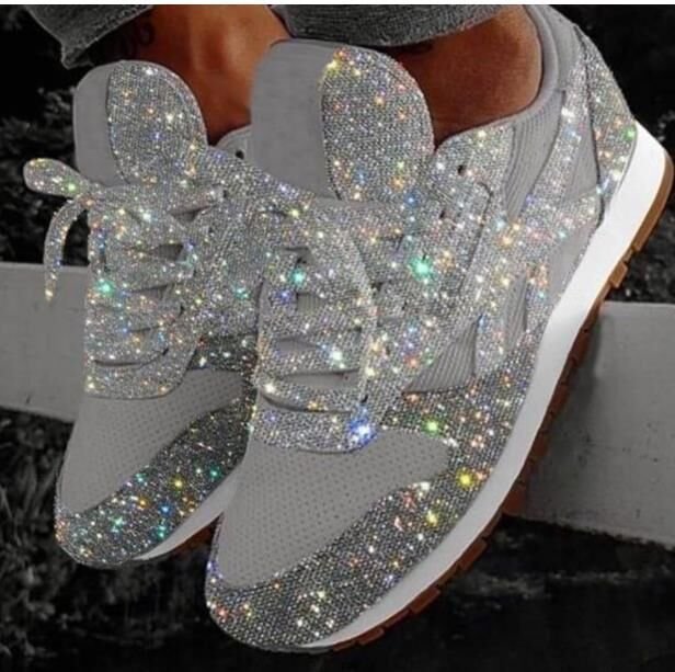 Damen Sneaker Glitzer Schuhe Modisch