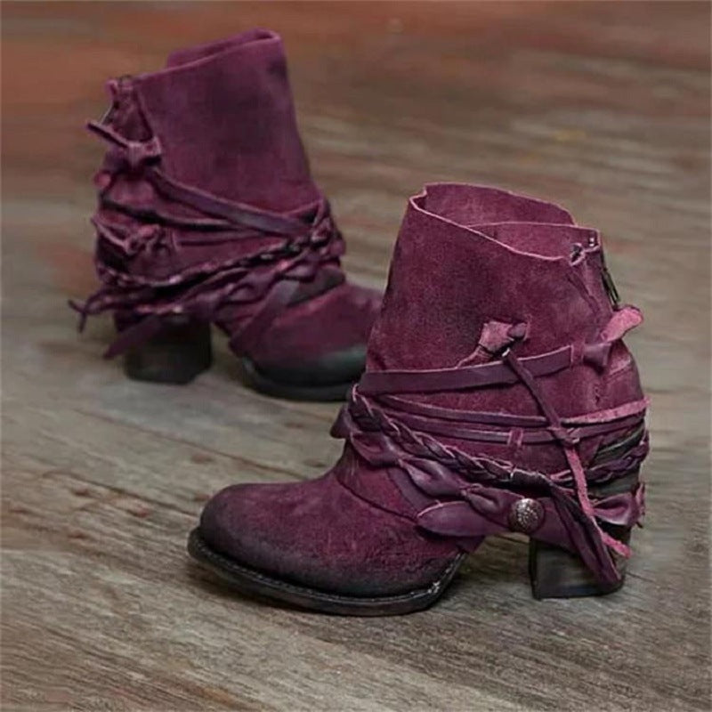Damen Stiefeletten Geflochtene Akzente Modern - BerlinGlamour