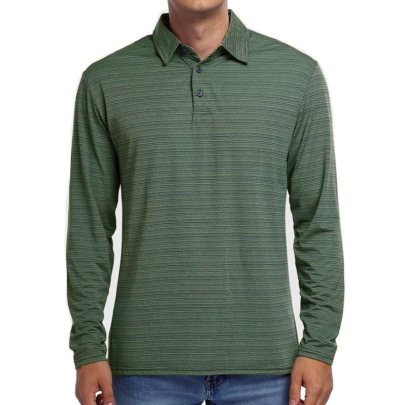 Herren Polo-Shirt Langarm Streifenmuster Elegant